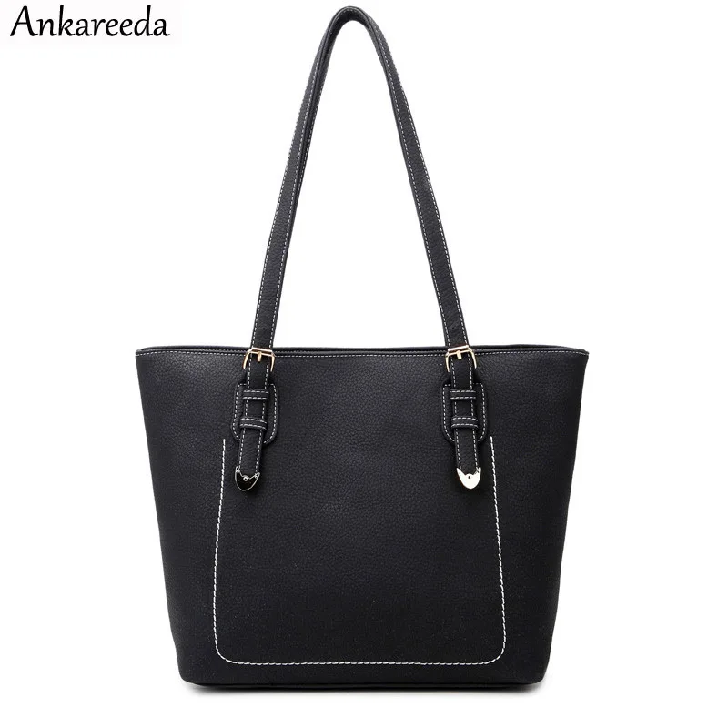 

Ankareeda Female Big Tote Leather Bag Women Handbag Fashion Solid Woman Bag Shoulder Hand Bags Famous Brands