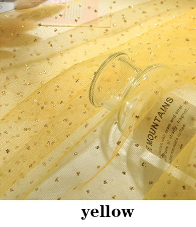 yellow 1 м/2 м/5 м блестящая сетчатая ткань с блестками и звездами, тюль, марля для сада, вечерние, сценические, свадебные Блестки из органзы, украшение своими руками - Цвет: yellow