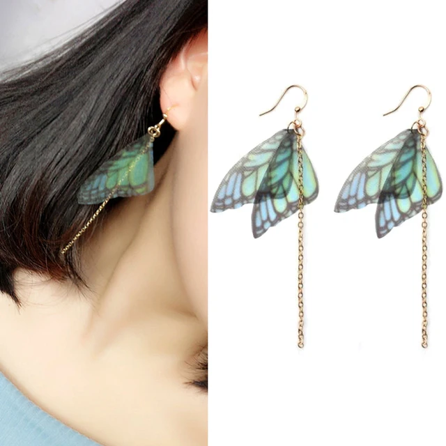 Crazy Feng 2018 Fashion Femme Erfly Wing Drop Earrings Gold Crazy Feng 2018 Fashion Femme Erfly Wing Drop Earrings Gold Color Long Chain Tel Earring Dangles