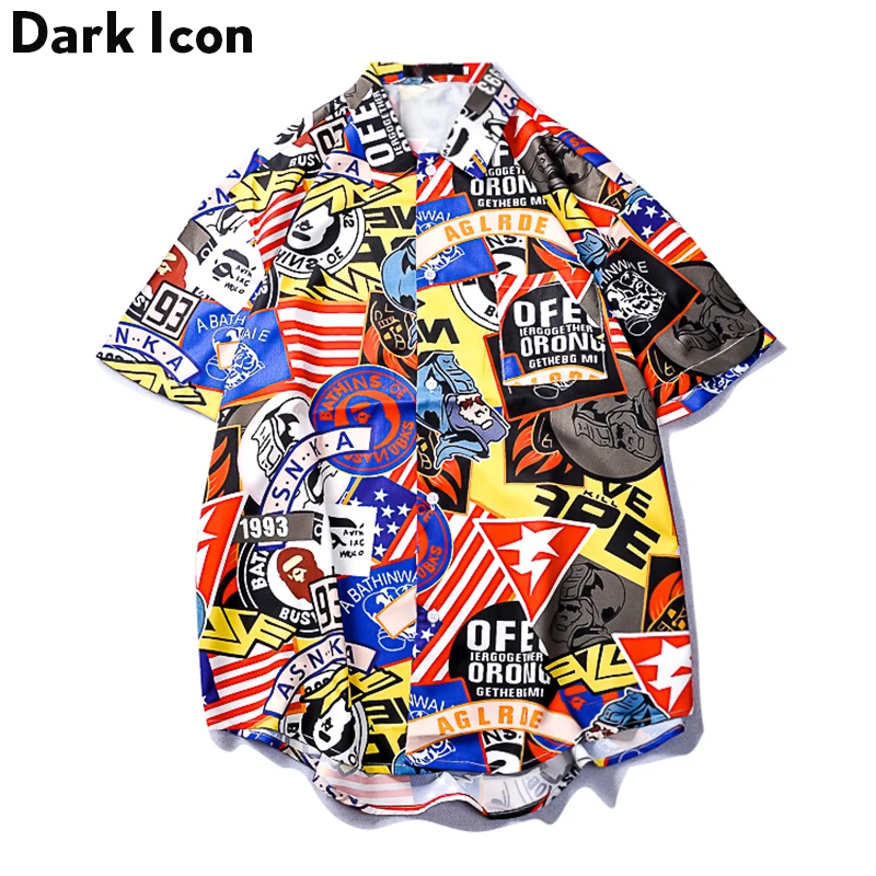 

Dark Icon 3D Printed Turn-down Collar Men's Shirt Short Sleeve Hip Hop Shirt Men Casual Shirt for Man