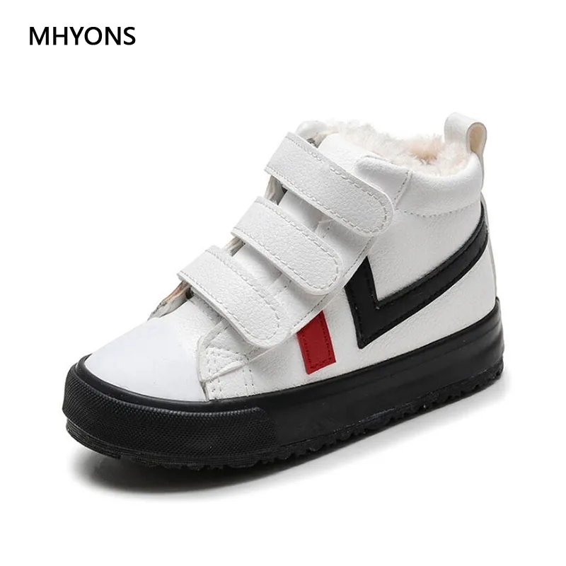 MHYONS/Новинка 2018 года детские ботинки Зимние Модные теплые для девочек и мальчиков
