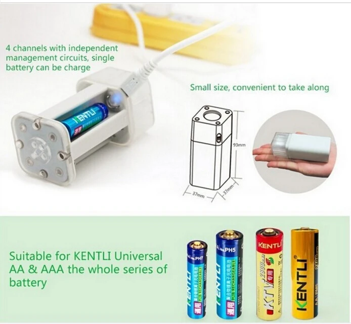 KENTLI 1,5 v 1100mWh AAA перезаряжаемые литий-полимерные батареи+ AA AAA зарядное устройство