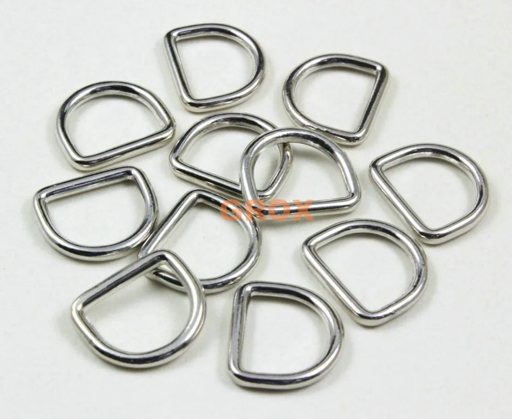 

100 Pieces 17mm Nickel Color Welded Metal D Ring Purse Bag Dee Ring