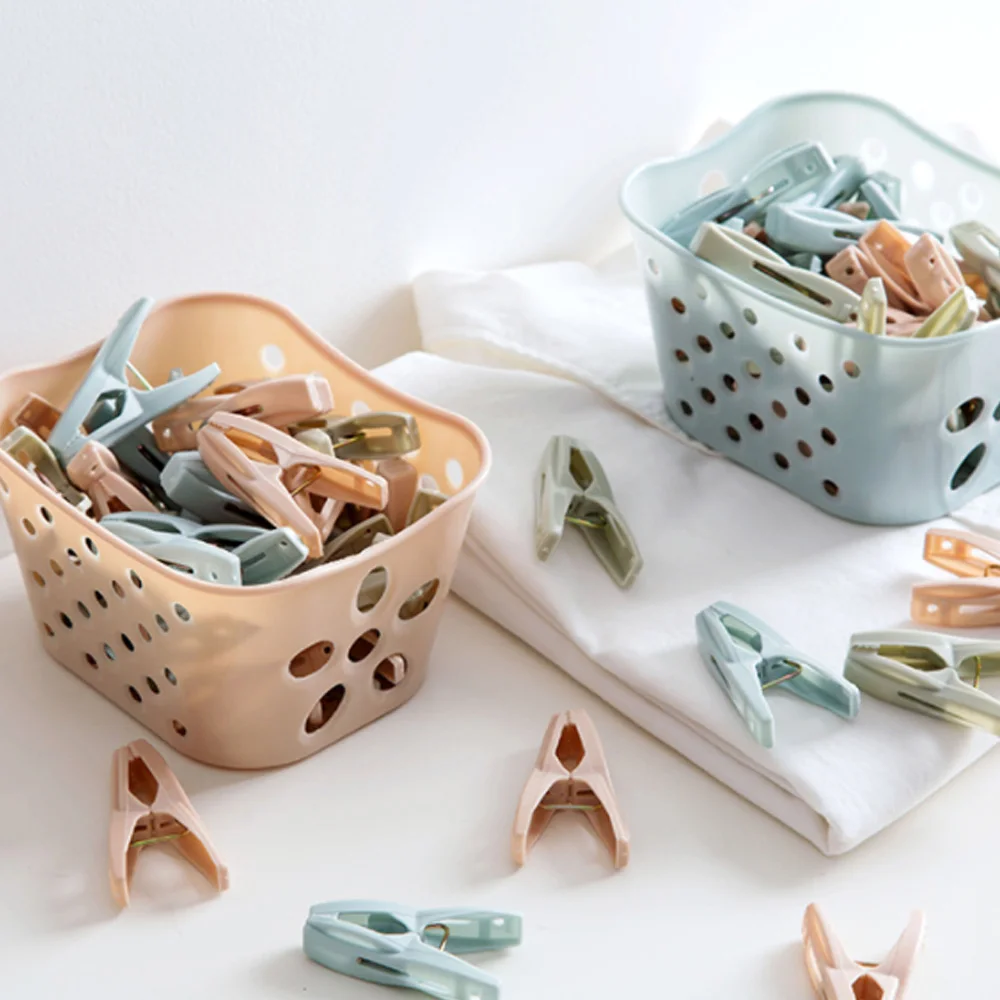 

30pcs Clothespin Plastic Baskets Multi-Purpose Fixed Socks Clip Quilt Windproof Clips Practical Household Supplies
