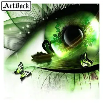 

New arrival 5d diy diamond painting green eyes cross-stitched square rhinestones 3d diamond mosaic for home decor