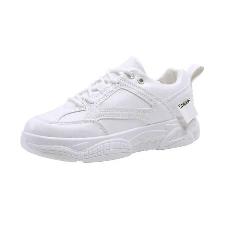 Модные женские туфли на плоской подошве Повседневное на шнуровке Для женщин обувь легкая дышащая Искусственная кожа обувь Для женщин белый Бег Дамская обувь* 006 - Цвет: White