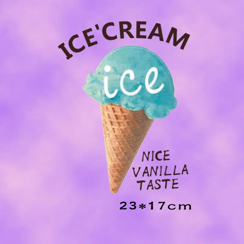 

23x17cm New Fashion Ice cream Iron On Patches Stickers Washable Appliques A-level Patch Heat Transfer For DIY Accessory Clothing