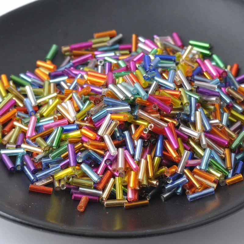 17 colors 2x6mm 500pcs SILVER LINED Czech Glass Seed Spacer Tube beads