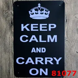 Металлическая жестяная вывеска "Keep Calm and Carry on" паб дома Винтаж Ретро плакат для кафе книги по искусству 20 x см 30 см