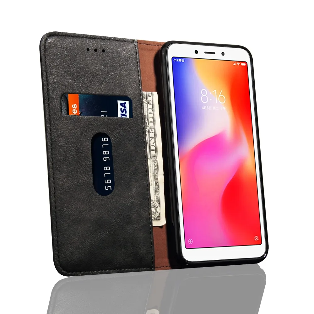 Чехол Redmi 6A для Xiaomi Redmi 6A, 5,45 дюймов, роскошный винтажный флип-кошелек из искусственной кожи, кожаный чехол для Xiaomi Redmi6A, ретро чехол для телефона