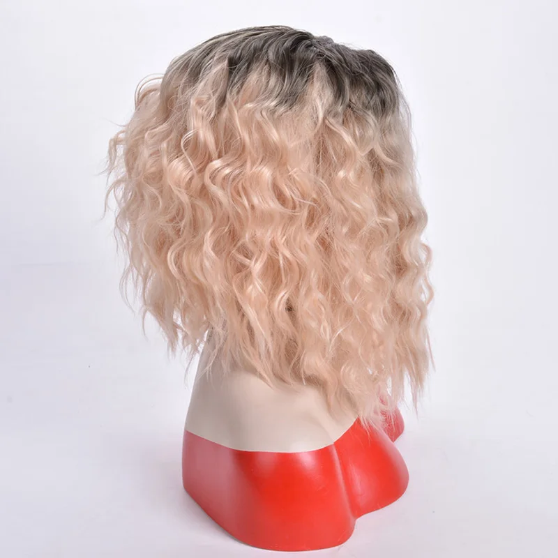 MSI Wigs синтетические красные парики для женщин короткие вьющиеся волосы парик афро Омбре пепельный темный корень натуральные волосы термостойкие