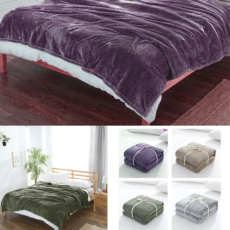 

Pineapple Tartan Microfiber Flannel Hotel Bed Blanket Reversible All-Season Plush Blanket Super Soft Bedcover Throw Blanket