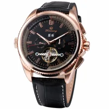 Мужская Бизнес Tourbillon Автоматические Механические Часы Италия Натуральная Кожа Ремешок Многофункциональный Вращения Рамка Бренд Класса Люкс