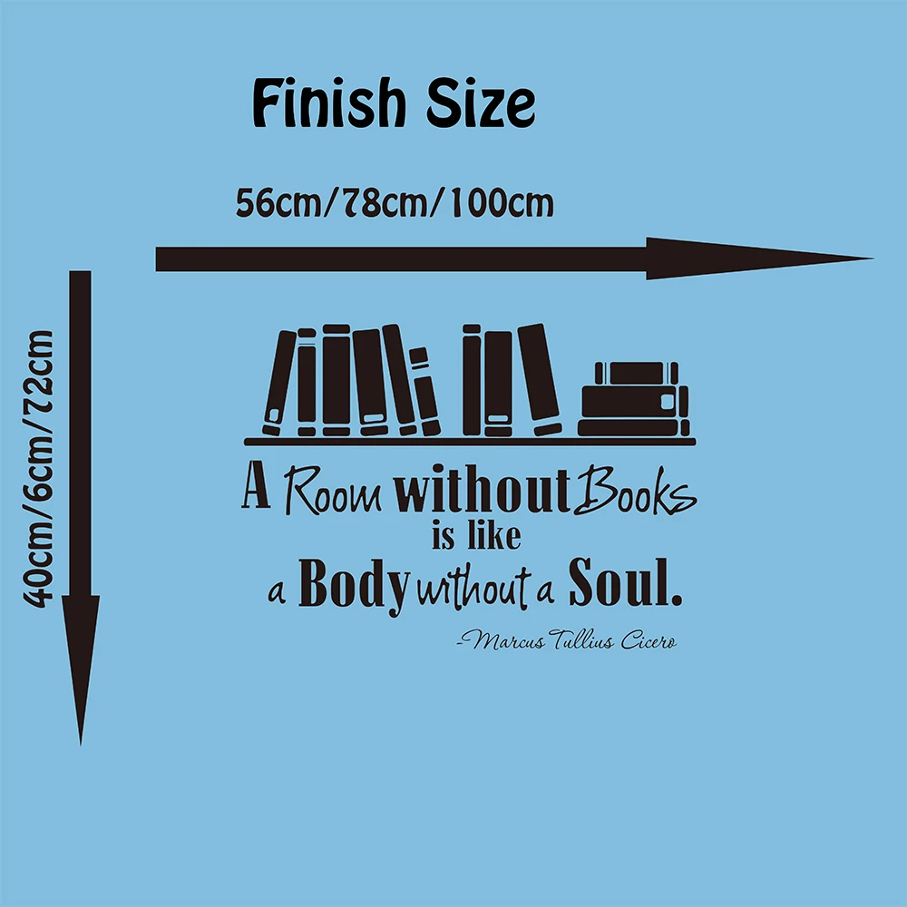 Large Room Without Books Bookshelf Quote Wall Decal Library Study  Inspirational Quote Book Education Wall Sticker Classroom  (1)
