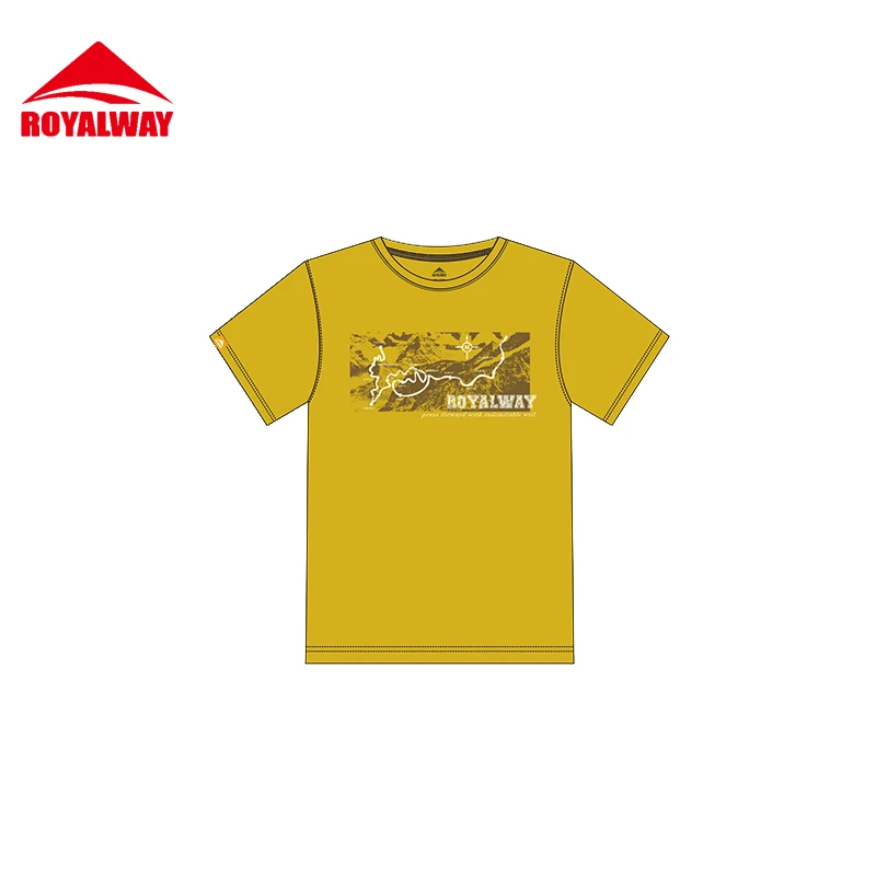 Мужская футболка ROYALWAY на открытом воздухе подходят для спорта, фитнеса, бега тренировочные футболки тройники для пеших прогулок дышащие хлопковые и рубашки из спандекса Новинка# RFTM2042G - Цвет: MJ1722 Yellow