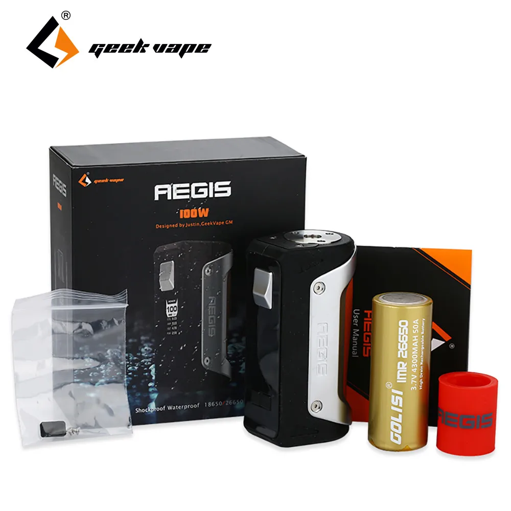 Original GeekVape Aegis 100W 26650 TC Box MOD with 4300mAh Battery Max 100W Output Designed By Geekvape GM Justin E-cig Vape Mod Original GeekVape Aegis 100W 26650 TC Box MOD with 4300mAh Battery Max 100W Output Designed By Geekvape GM Justin E-cig Vape Mod