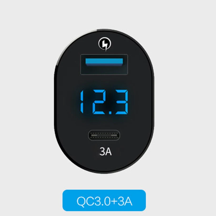Rovtop двойной USB QC 3,0 3A PD светодиодный дисплей автомобильное зарядное устройство универсальное для мобильного телефона автомобильное зарядное устройство для Iphone Xiaomi huawei планшет gps - Тип штекера: QC3.0 and 3a