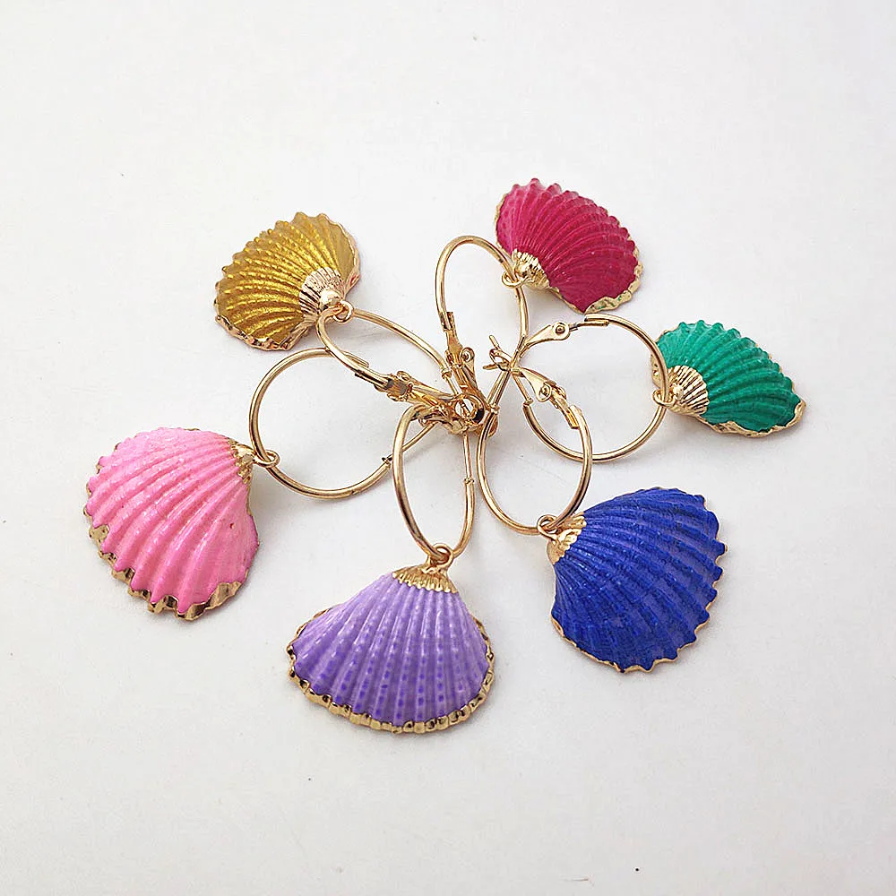 

2019 Hawaiian Conch Shell Pendant Earrings Golden Bohemian Marine Natural Shell Pendant Earrings Ladies Summer Beach Jewelry