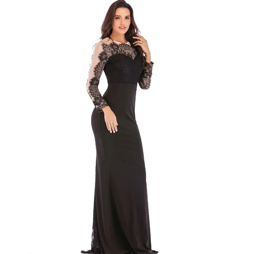 IDress High Quality Lace Embroidery Evening Dress Long Sleeve Charming Robe Longue Femme Long Dress for Wedding Party for Woman (12)