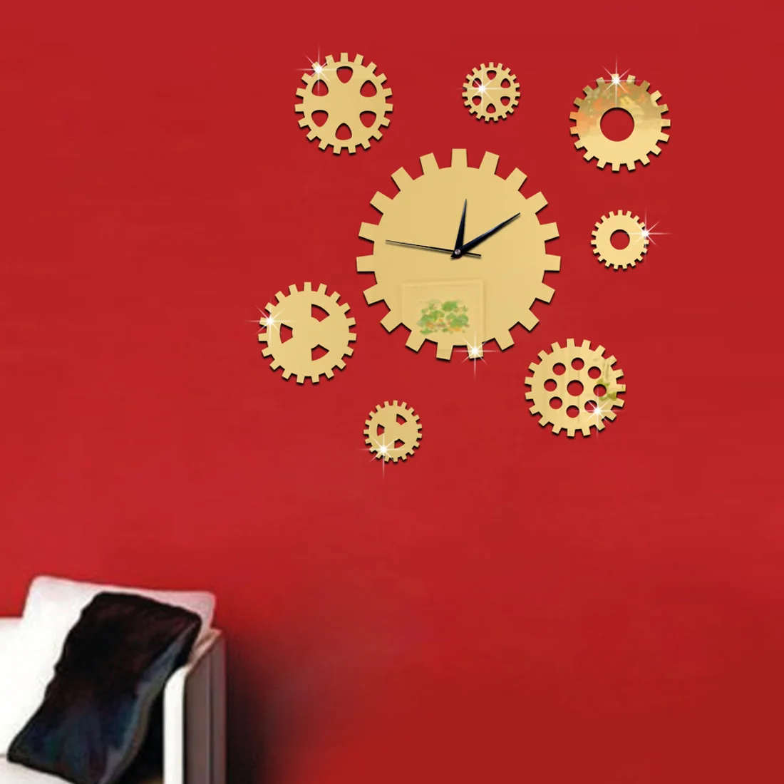 

DIY Gear Quartz Wall Clocks Stickers for Home Bedroom study Decor 8Pcs/set Decorative Rotating Art Mirror Clock