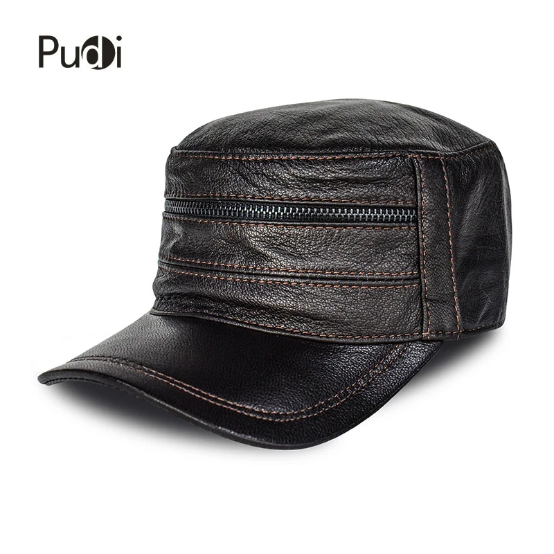 

HL814 genuine leather men baseball cap hat 2018 new high quality men's real sheep skin leather adult solid army hats caps