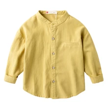 Рубашки для мальчиков, 3 хлопковые рубашки с длинными рукавами для малышей 4 лет, Детские рубашки на 5 дней, украшенные воротником-стойкой