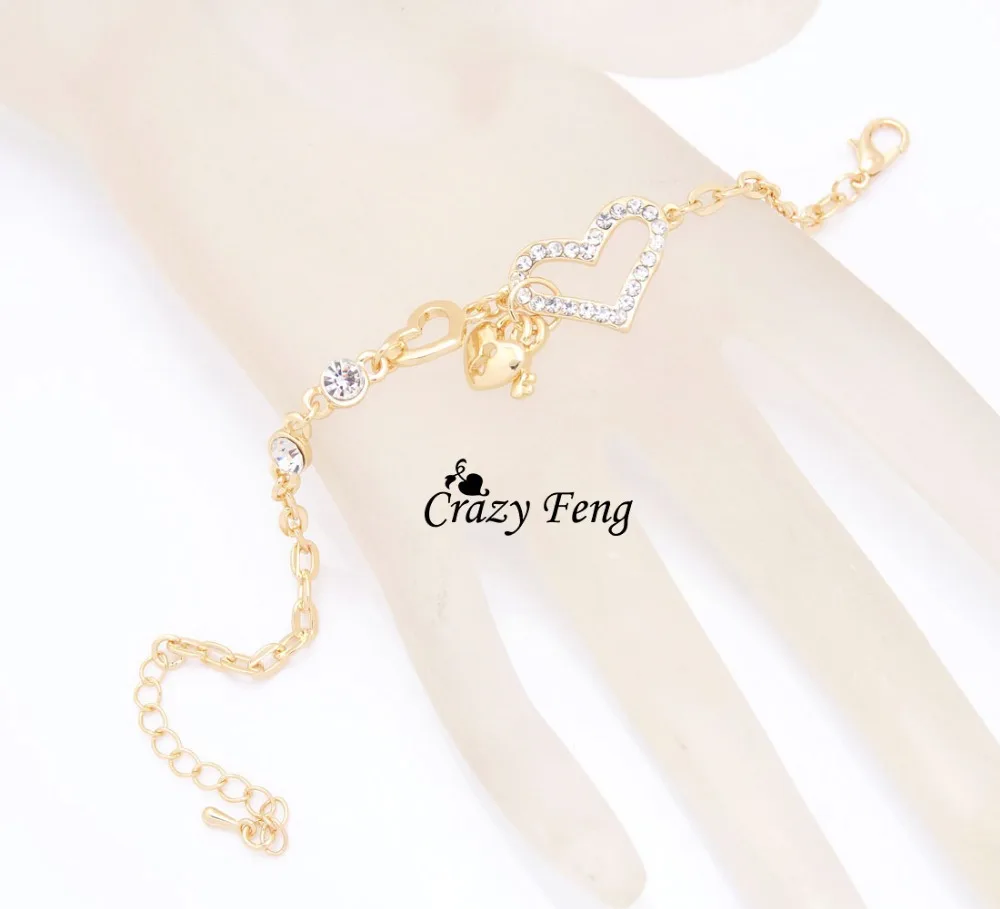 Женский браслет цепочка золотого цвета с кристаллами|crystal bracelets bangles|bracelet crystalcrystal
