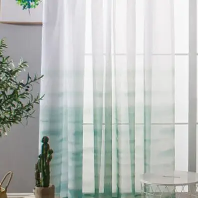 Tiyana скандинавские зеленые отвесные тюлевые шторы для гостиной серые художественные чернила градиентные элегантные оконные экраны панели для декора кухни P278D3 - Цвет: Color 1 Tulle