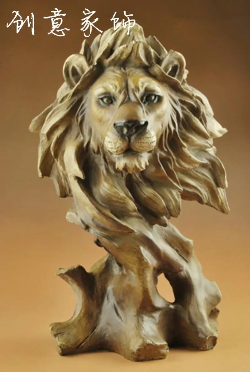 

Wholesale handicraft art Lion decoration home accessories wood carving vintage wedding gift crafts souvenir