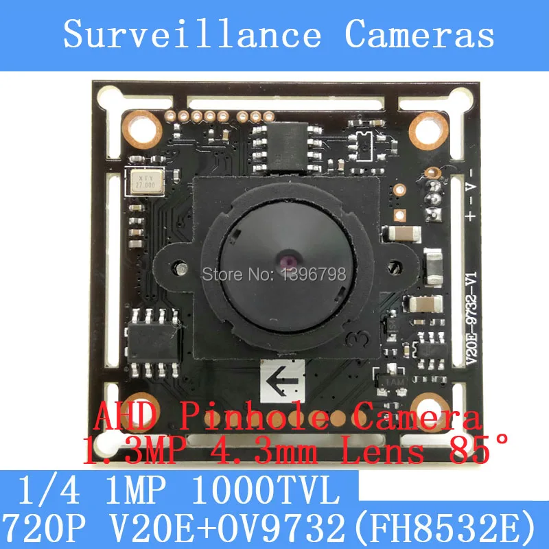 

1MP AHD 4in1 mini pinhole camera CCTV 720P mini night vision camera module 1/4"V20E+OV9732 HD 1.3MP 4.3MM lens 85 degrees camera