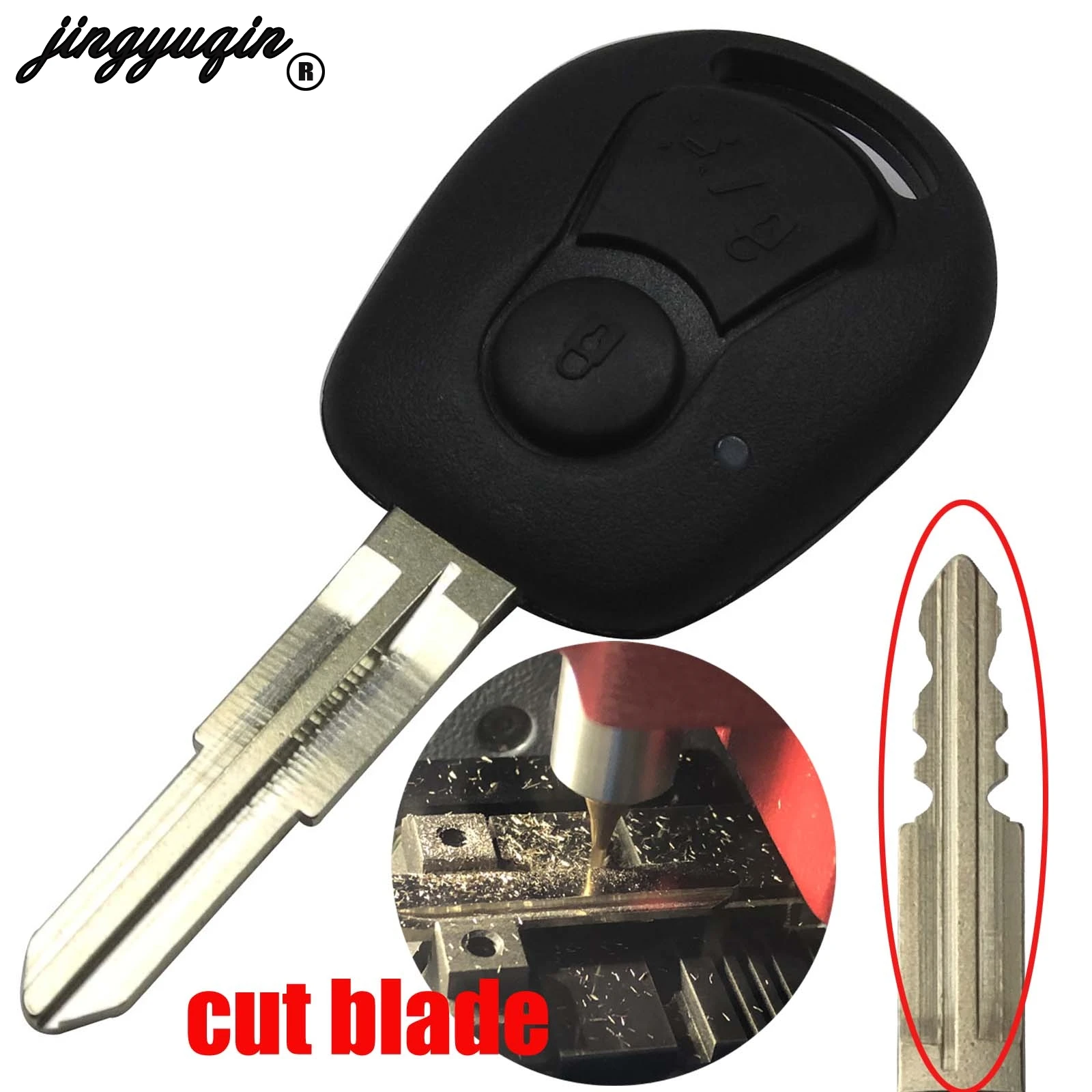 

jingyuqin Copy Cut/uncut Blade 2 Buttons New Remote Replacement Car Key Shell Housing for Ssangyong Actyon Kyron Rexton Holder