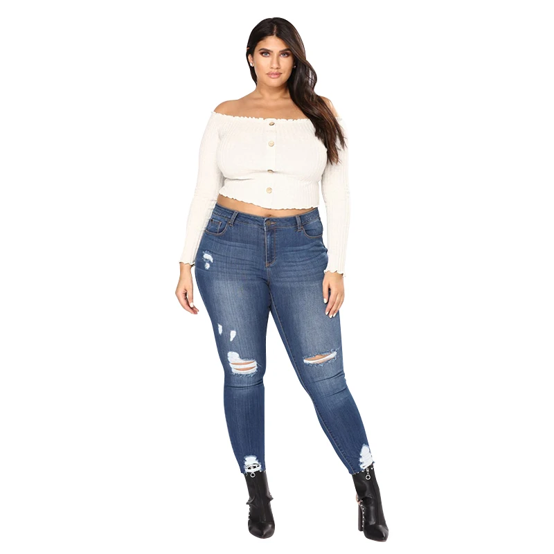 Hole Skinny Jeans Women High Waist Pencil Pants Washed Denim Plus Size 5XL 6XL 7XL Boyfriends Female Vintage Blue Female Jeans Hole Skinny Jeans Women High Waist Pencil Pants Washed Denim Plus Size 5XL 6XL 7XL Boyfriends Female Vintage Blue Female Jeans