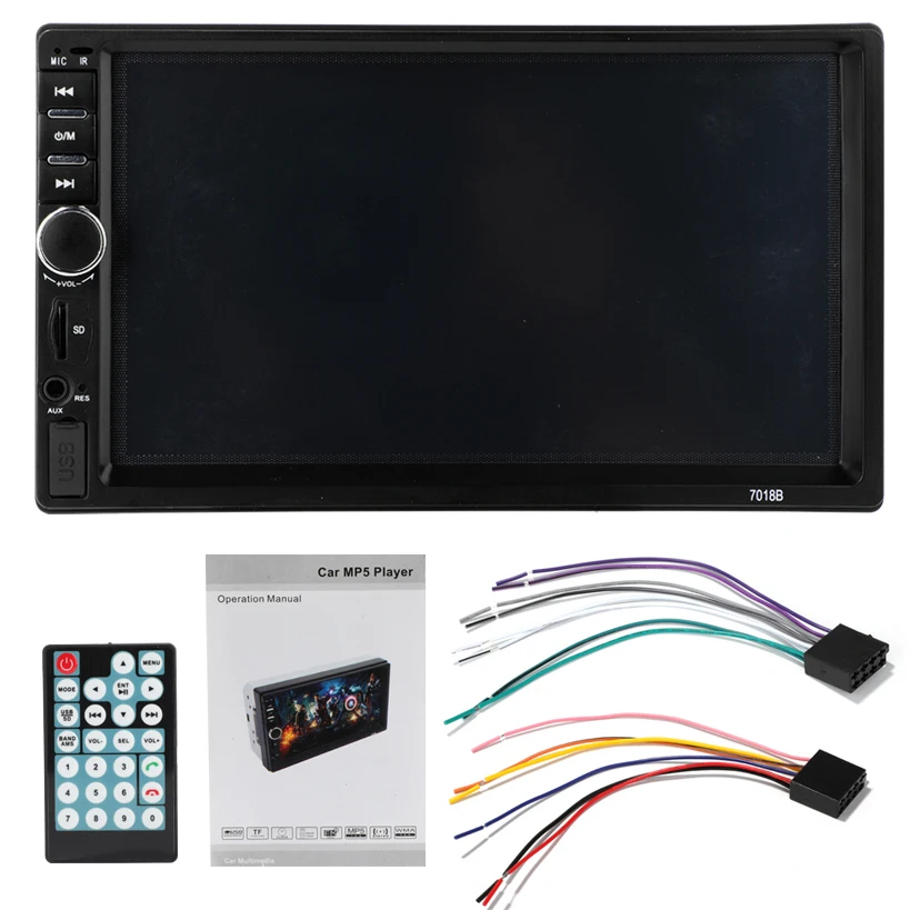 Elerose Car radio player 7-inch car stereo radio Bluetooth audio receiver HD touch screen video player Reversing display