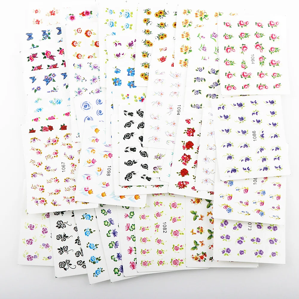 40 Sheets Random Colorful Nail Water Sticker Small Flower Series Nail Sticker For Nails DIY Nails Art Nail Polish Stickers