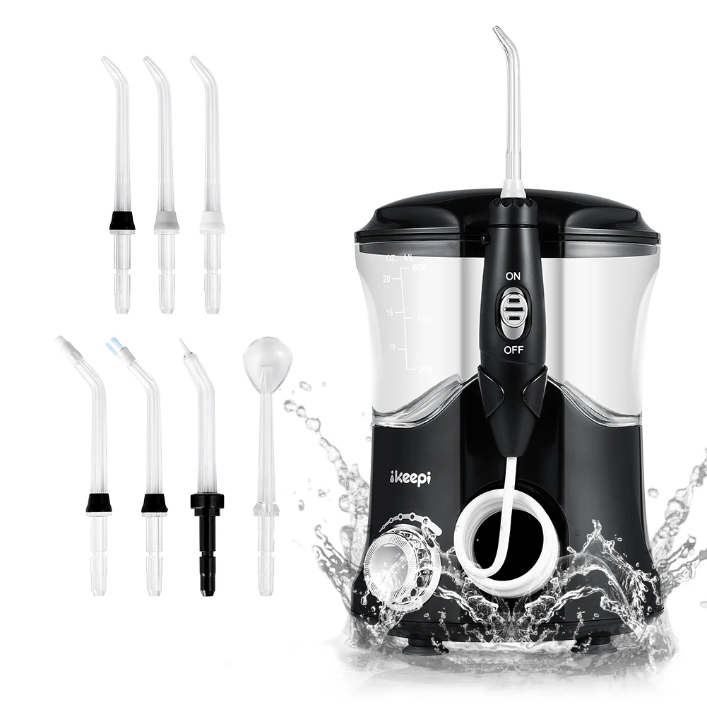 

Ikeepi 7 tips Professional Oral Irrigator Dental Water Flosser Large Water Tank 10 Water Pressure Levels with Easy Operation