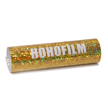 

HOHOFILM 50cm*30cm Crystal Gold Holographic Heat Transfer Vinyl Film for Garment Textile Letter Picture Cutting Film HTV