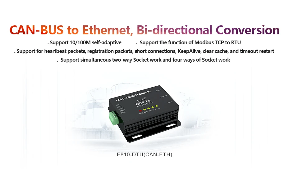 E810-DTU(CAN-ETH) интерфейс Ethernet CAN Bus двухсторонняя прозрачная передача беспроводного модема