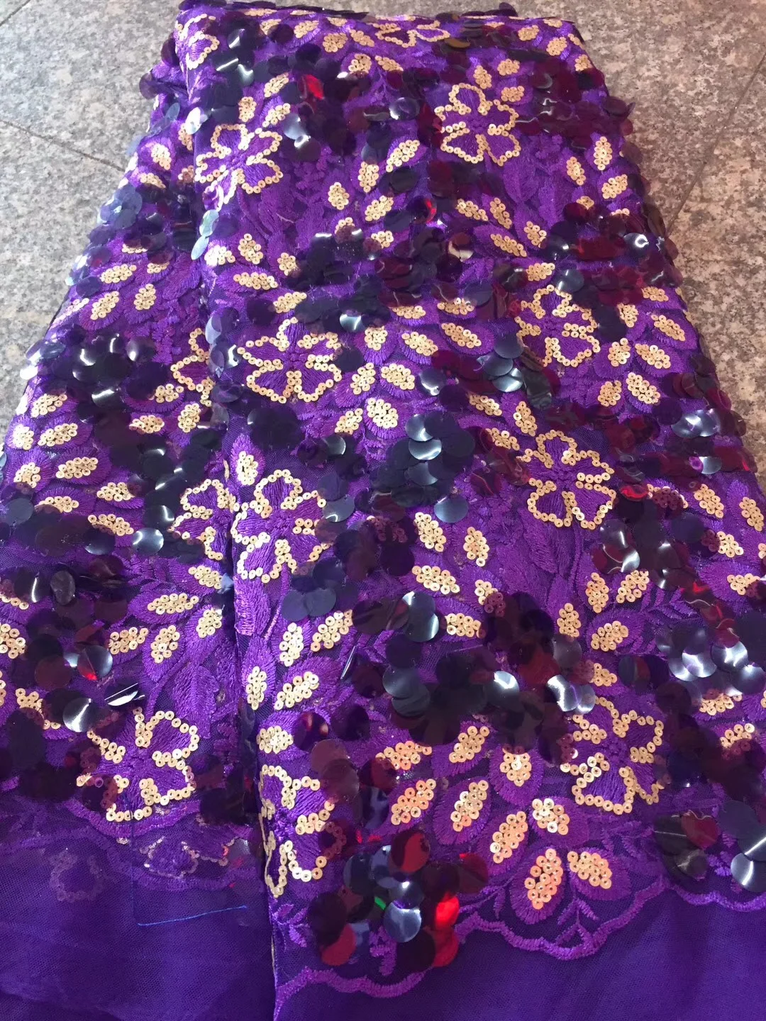 African Lace Fabric Purple Guipure fabric with Sequins High Quality French Sequin For Wedding CD2109 | Дом и сад
