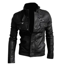 Премиум куртки Для мужчин Тонкий Топ Modis пальто Разработанный Сексуальная Босоножки из искусственной pu кожи чёрный; коричневый Кофе Jaqueta