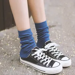 Для женщин однотонные носки корейской версии диких колледжа ветер носки без пятки хлопок тонкий срез ворс кучи Носки фиолетовый носок
