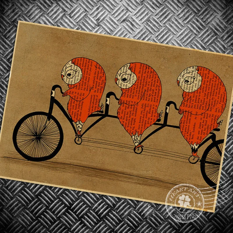 Cartoon Vintage bicycle bike old photo retro poster ...