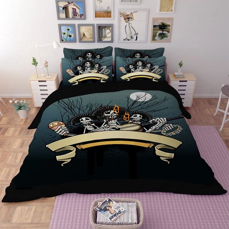 

3D gothic Skull bed linen set Twin Double King Size Home 3 PCS Textiles quilts and bedding sets soft and comfortable new