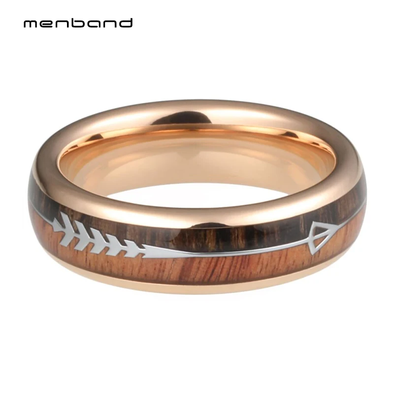 6 мм, розовое золото, женские свадебные кольца, модные, вольфрам, карбид, обручальное кольцо, двойная деревянная стрелка, инкрустация, удобная посадка
