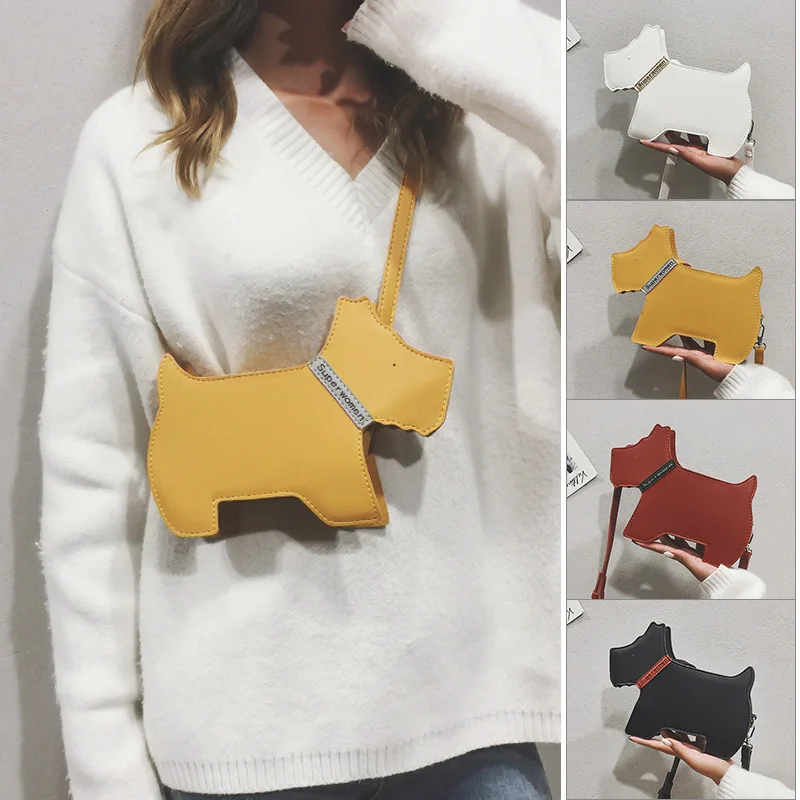 

2019 Cute Women Girls Crossbody Single Shoulder Bag Dog Shape PU Bag for Travel Shopping Female Purse Handbags Bolsas OH66