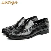 2017 New Mens Genuine Leather Shoes High Quality Casual Shoes Alligator Handmade Loafers Flats Size 37-44 Leisure Slip-on Shoes