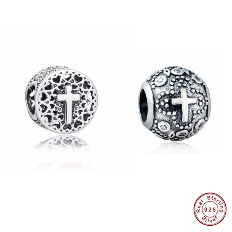 

Authentic Hot Sale New 925 Sterling Silver Saint Cross Charm Bead fit European DIY Bracelet for Easter Day Gift