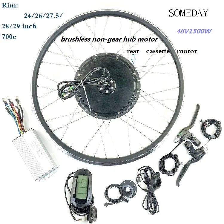 

Electric conversion kit 48V1500W rear cassette brushless non-gear hub motor ebike with LCD6 display