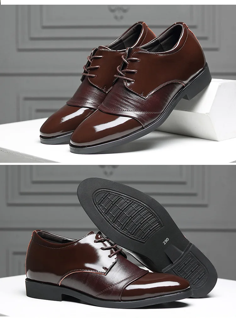Мужские модельные туфли, визуально увеличивающие рост на 6 см; Туфли-оксфорды из спилка; цвет коричневый, черный; мужские свадебные туфли в деловом стиле; Мужские модельные туфли в деловом стиле
