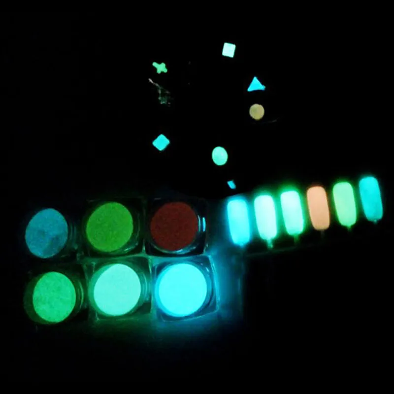 

12 Box New Phosphor Powder Glow in the Dark Nail Powder Luminous Pigment Photoluminescent Dust Nail Glitter Decoration DIY Art