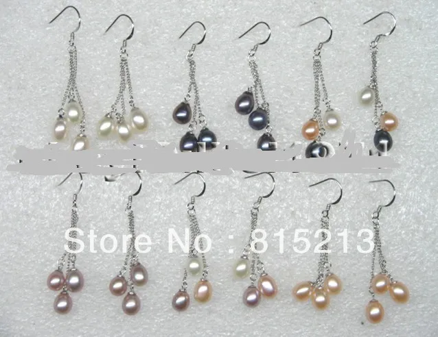 

wb00321 wholesale 10pairs mix FW pearl&S925 sway earrings